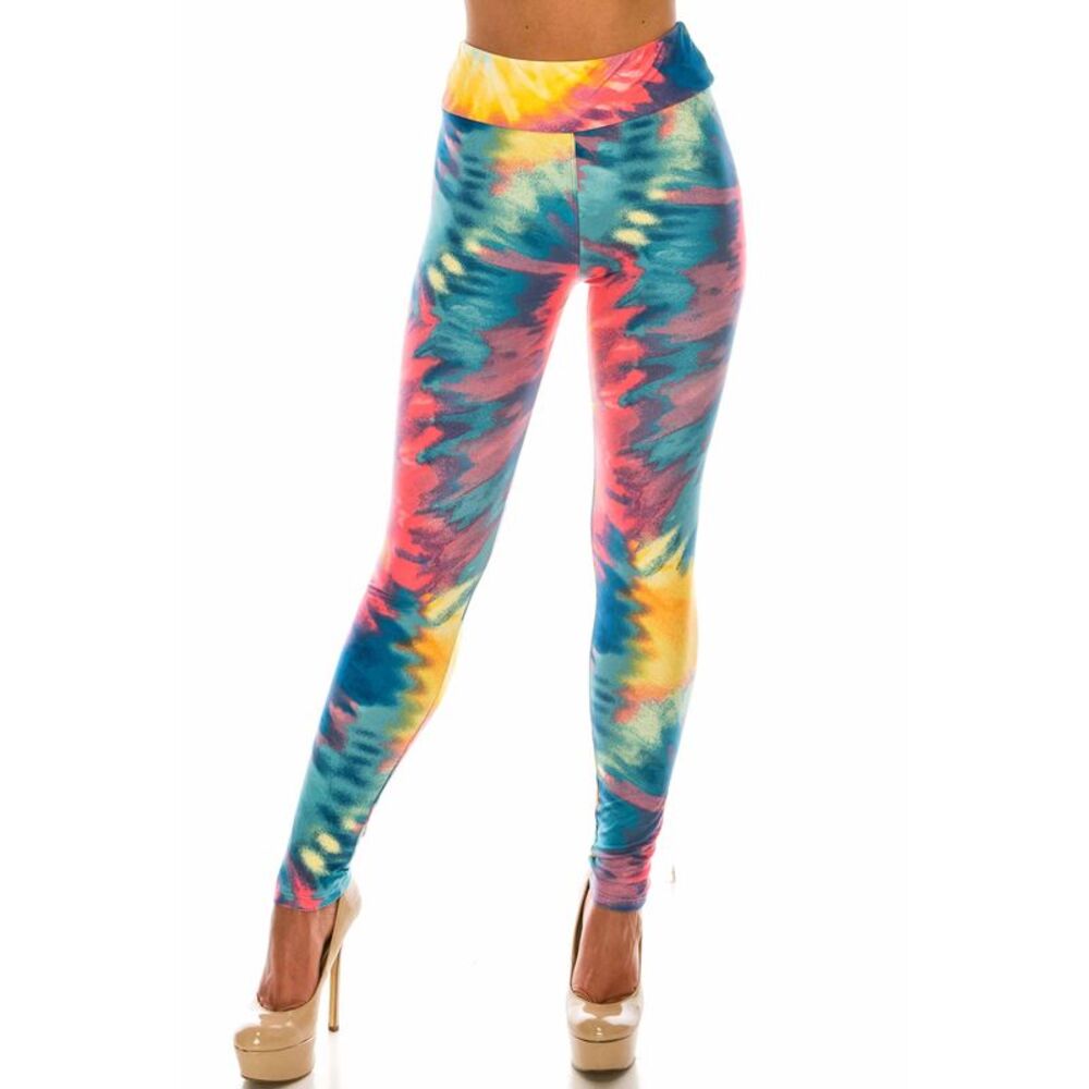 Buttery Soft Multi-Color-Bold Tie Dye High Waisted Leggings (One Size
